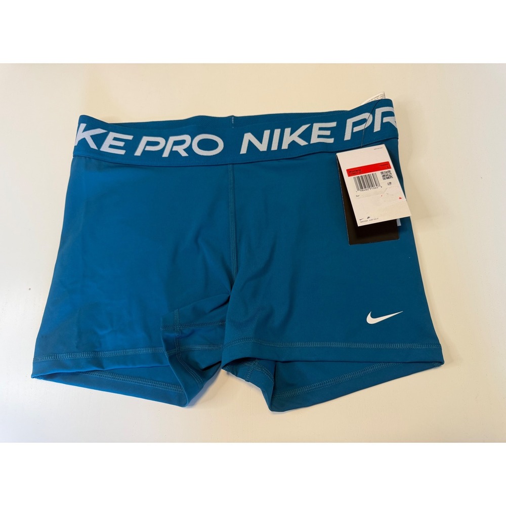 Nike Pro Womens Training Shorts Teal Blue CZ9857-301 Large